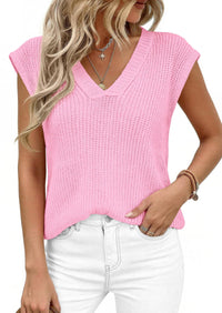 PRETTYGARDEN Women's Lightweight Sweaters Vest Spring Trendy Cap Sleeve V Neck Knit Tank Tops Summer Going Out Outfits PRETTYGARDEN