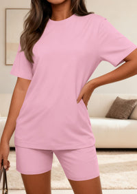 PRETTYGARDEN Women's Two Piece Matching Lounge Sets Summer Casual Tops Short Sleeve Shirts Shorts Travel Airport Outfits PRETTYGARDEN