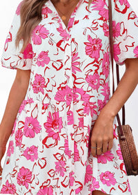 PRETTYGARDEN Womens Summer Dresses 2026 Casual Puff Sleeve Button Down Mini Shirt Dress Boho Floral Babydoll Sun Dress PRETTYGARDEN