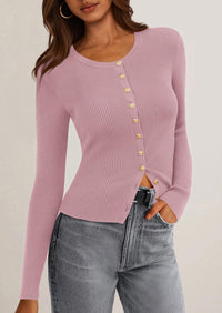 PRETTYGARDEN Womens Fall Cardigan Sweaters Lightweight Long Sleeve Button up Ribbed Knit Tops Winter Fashion Clothes