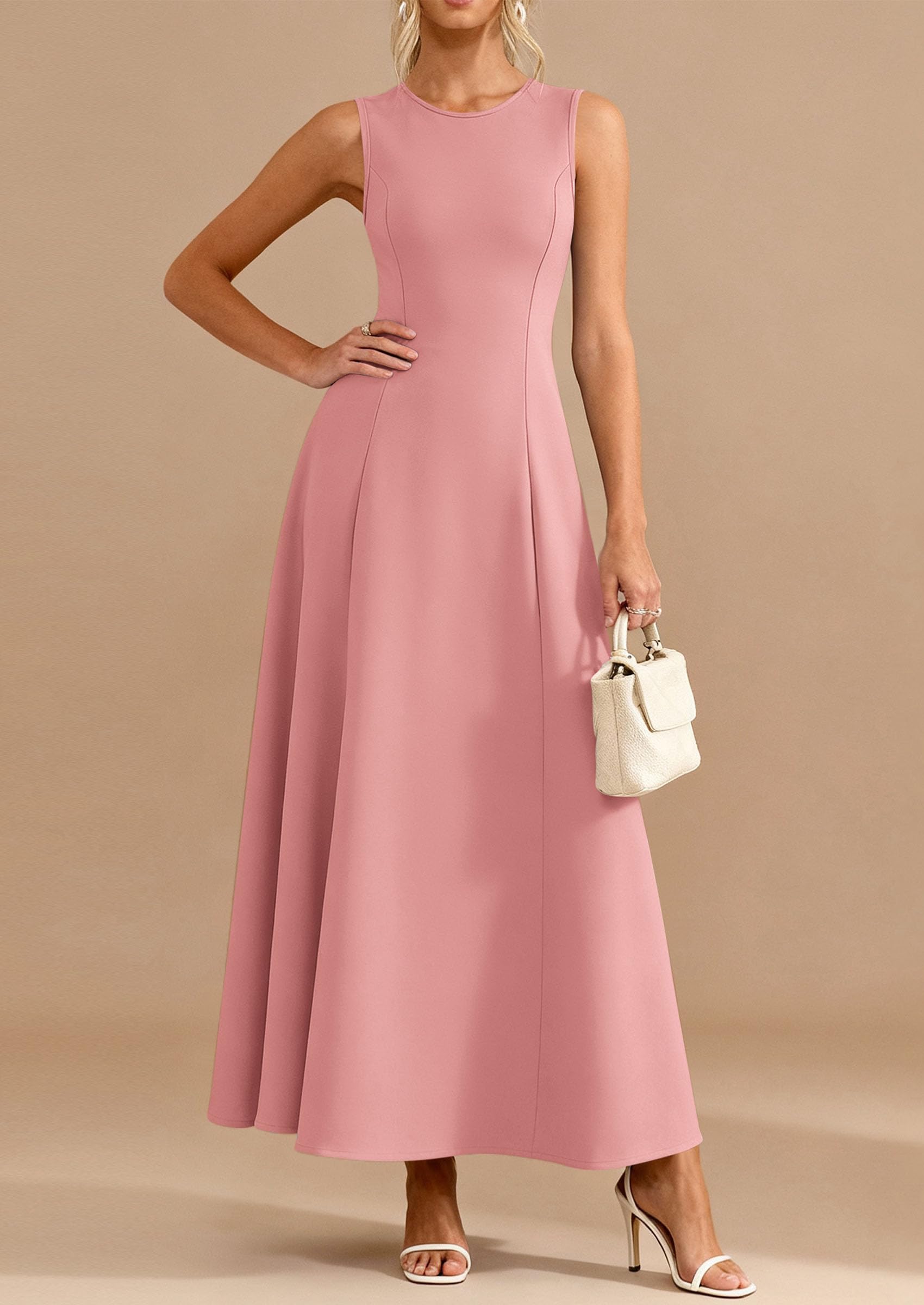 PRETTYGARDEN Women's Summer Tank Maxi Dress Spring Sleeveless Swing A Line Long Flowy Elegant Cocktail Dresses Pockets PRETTYGARDEN