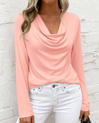 PRETTYGARDEN Womens Spring Tops Dressy Cowl Neck Long Sleeve Shirts Loose Business Casual Blouses Teacher Tunic Top PRETTYGARDEN