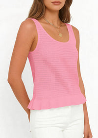 PRETTYGARDEN Womens Spring Crochet Tops Summer Sleeveless Scoop Neck Boho Sweater Tank Top Cute Beach Vacation Clothes PRETTYGARDEN