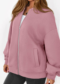 KIRUNDO Oversized Sweatshirt for Women Zip Up Bomber Jacket Fall Fashion Casual Long Sleeve Outerwear Winter Outfits PRETTYGARDEN