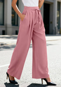 PRETTYGARDEN Women Wide Leg Pants Business Casual Elastic Waist Work Trousers Dressy Pants with Pockets PRETTYGARDEN