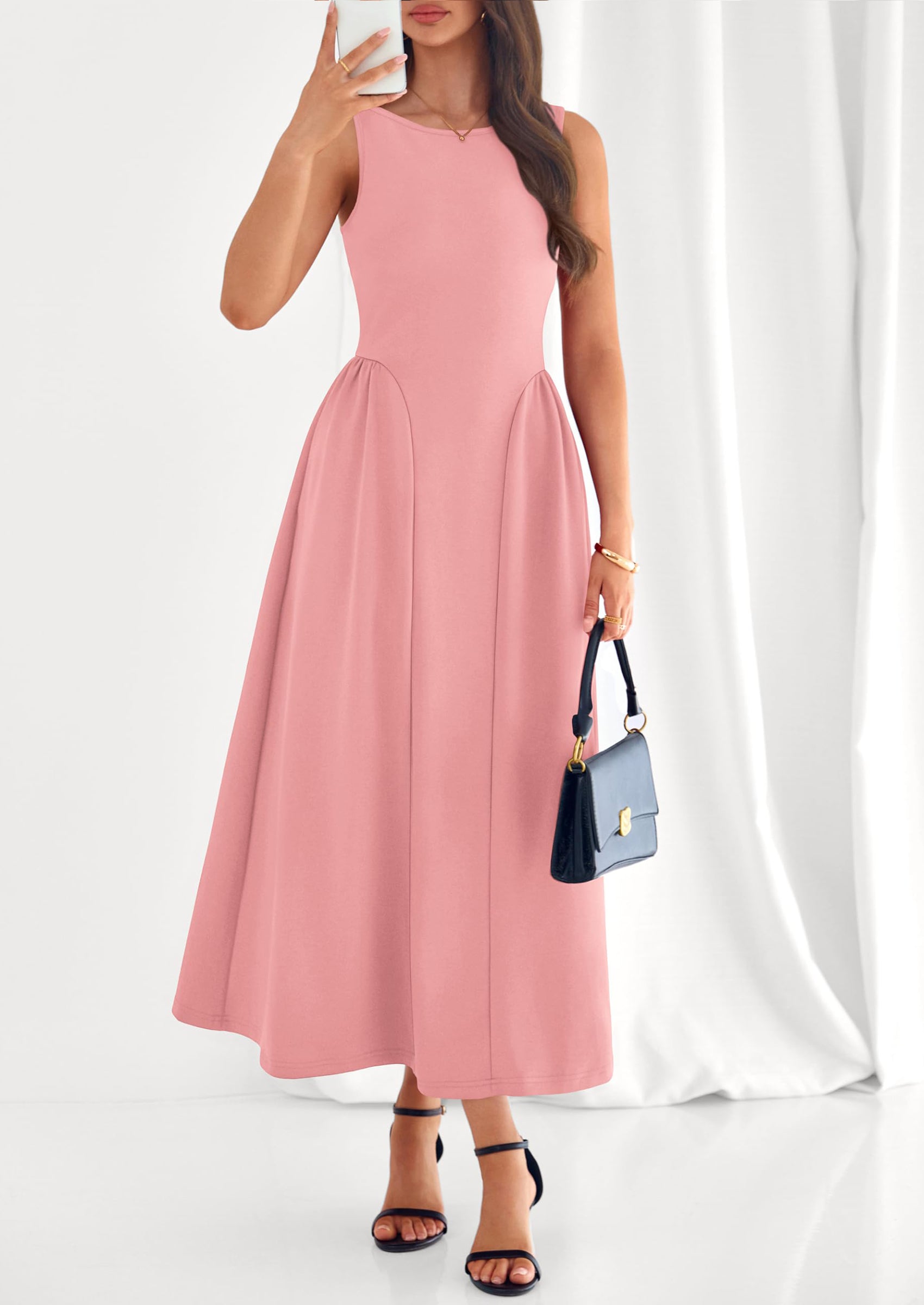 PRETTYGARDEN Summer Sleeveless Maxi Dresses for Women Elegant Classy A Line Tank Formal Midi Long Wedding Guest Dress PRETTYGARDEN