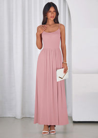 PRETTYGARDEN Womens Spaghetti Strap Maxi Dresses Sleeveless Summer Dress Long Casual Knit Flowy Beach Sundresses with Pockets PRETTYGARDEN