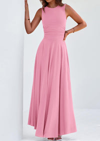 PRETTYGARDEN Womens Spring Dresses Casual Sleeveless Crewneck Aline Maxi Dress Stretch Tank Flowy Long Dresses
