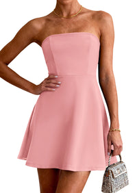PRETTYGARDEN Women's Strapless Mini Summer Dress Spring A Line Tube Top Sundress Cocktail Party Short Dresses PRETTYGARDEN