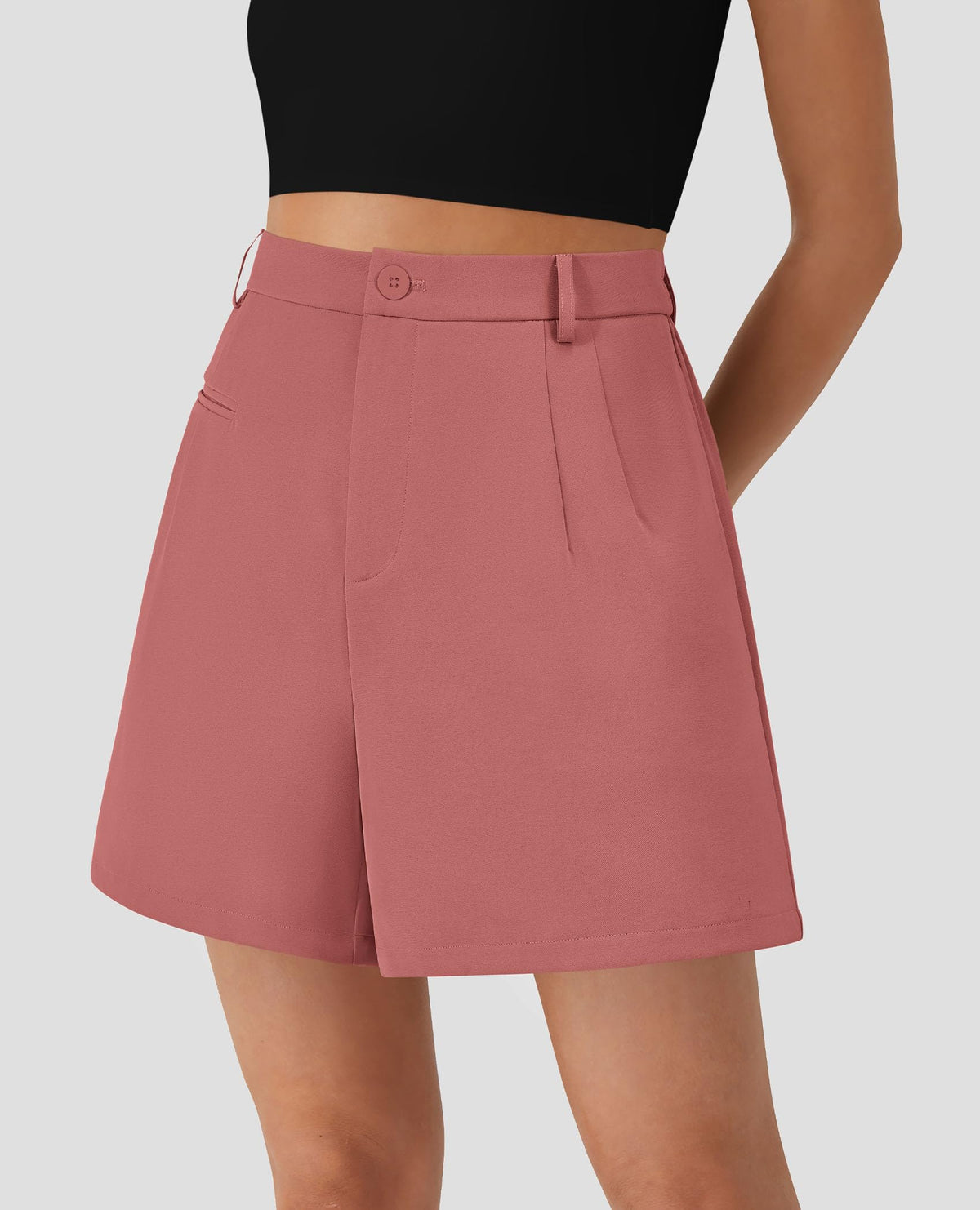 Shorts for Women Trendy 2025 Summer Elastic High Waisted Wide Leg Business Casual Dressy Shorts with Pockets