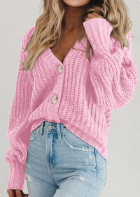 PRETTYGARDEN Women's Chunky Knit Open Front Sweater Long Sleeve Button Loose Short Cardigan Outerwear Coats