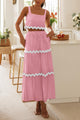 2 Piece Summer Casual Sleeveless Cropped Tank Top High Waisted Maxi Skirt Set