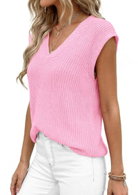 PRETTYGARDEN Women's Lightweight Sweaters Vest Spring Trendy Cap Sleeve V Neck Knit Tank Tops Summer Going Out Outfits PRETTYGARDEN