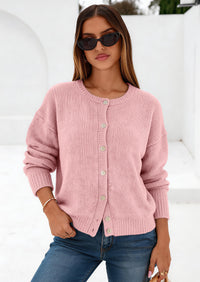 PRETTYGARDEN Long Sleeve Crewneck Button Down Womens Sweaters Fall Open Front Chunky Cardigan Sweaters for Women