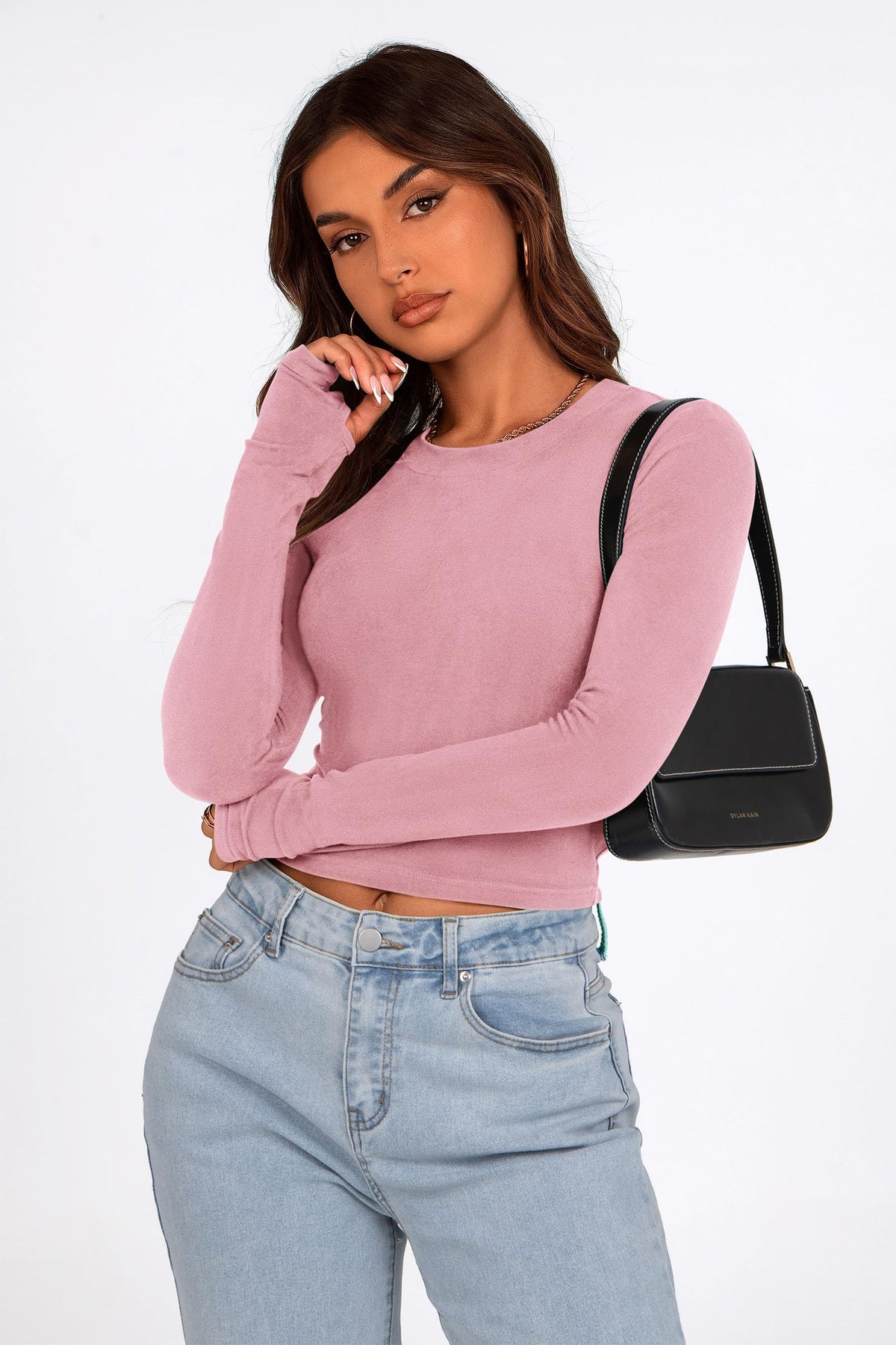 Long Sleeve Crop Tops Y2K Fashion Clothes Basic Slim Fit Tee Shirts Blouse