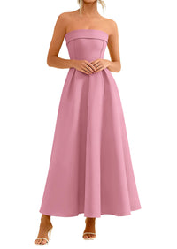 PRETTYGARDEN Cocktail Dresses for Women Summer Formal Elegant Tube Top Strapless Spring Wedding Guest Party Midi Dress PRETTYGARDEN