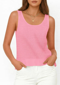 PRETTYGARDEN Womens Spring Crochet Tops Summer Sleeveless Scoop Neck Boho Sweater Tank Top Cute Beach Vacation Clothes PRETTYGARDEN