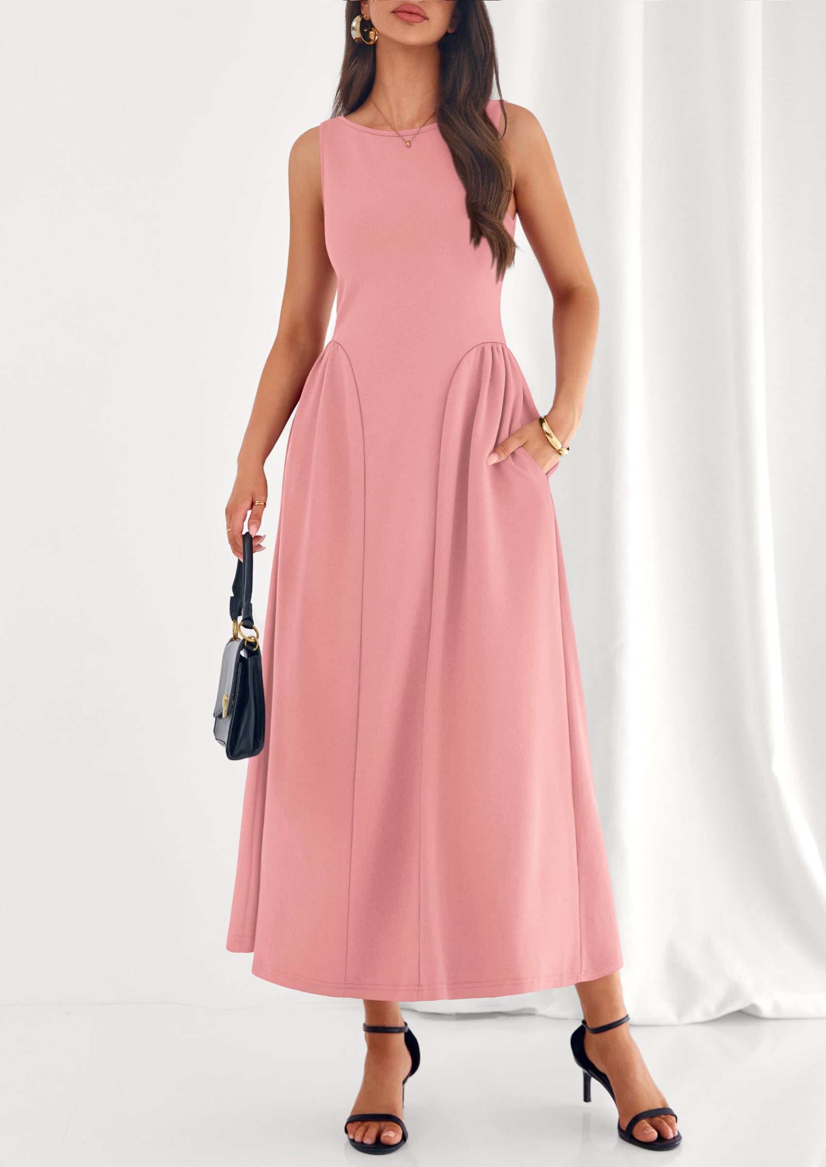 PRETTYGARDEN Summer Sleeveless Maxi Dresses for Women Elegant Classy A Line Tank Formal Midi Long Wedding Guest Dress PRETTYGARDEN