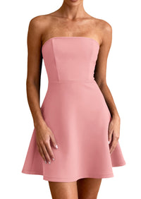 PRETTYGARDEN Women's Strapless Mini Summer Dress Spring A Line Tube Top Sundress Cocktail Party Short Dresses PRETTYGARDEN