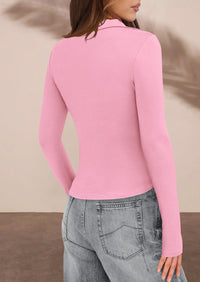 PRETTYGARDEN Womens Button Down Shirts V Neck Collared Ruched Slim Fit Long Sleeve Shirt Casual Fall Fashion Ladies Tops PRETTYGARDEN