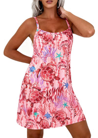 PRETTYGARDEN Women's Summer Dresses Casual Print Spaghetti Strap Sleeveless Sundress Beach Vacation Cover Ups PRETTYGARDEN