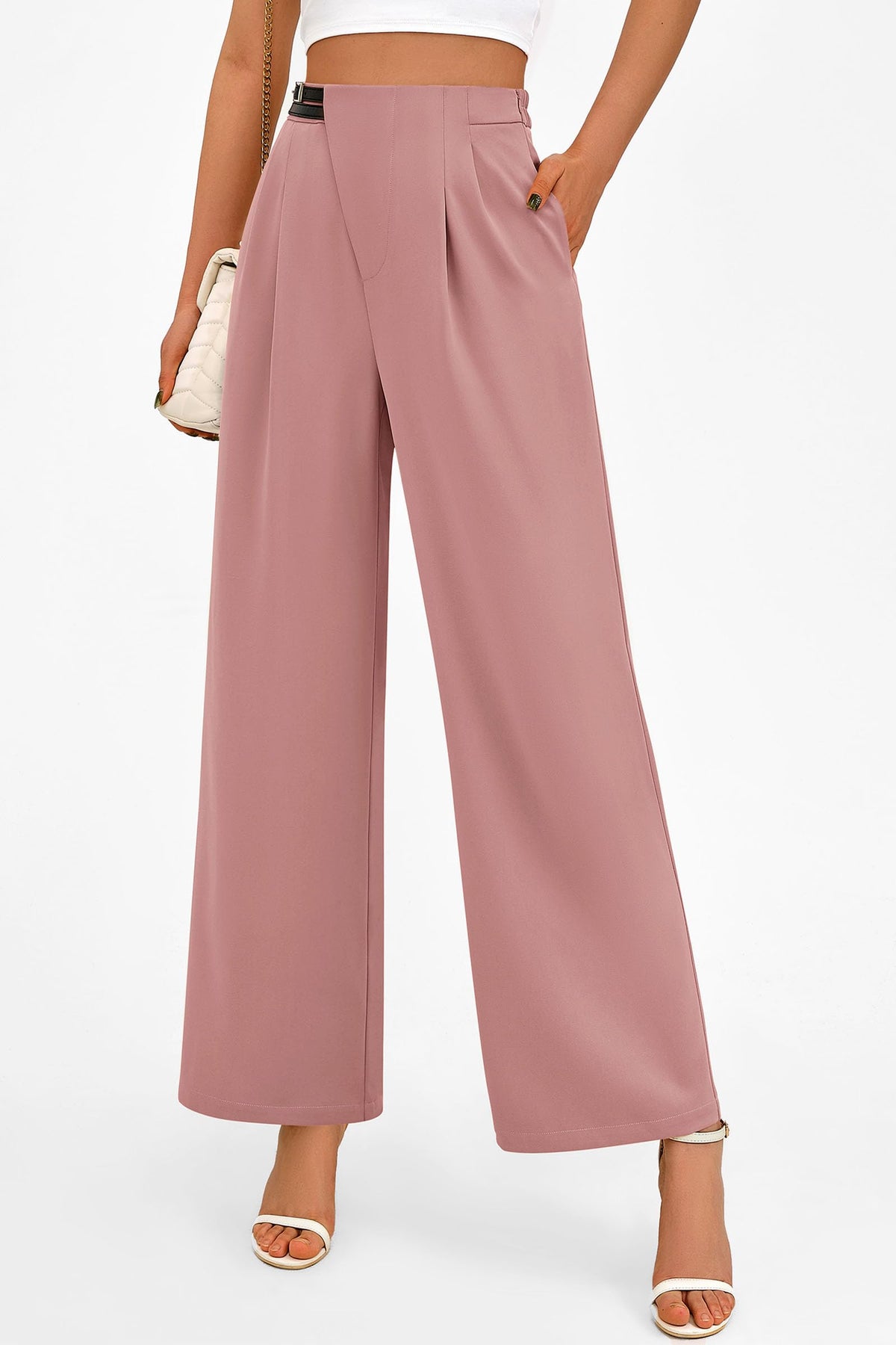 Women's Wide Leg Pants Dressy High Waisted Business Casual Work Office Suit Palazzo Pant Trousers