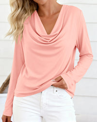 PRETTYGARDEN Womens Spring Tops Dressy Cowl Neck Long Sleeve Shirts Loose Business Casual Blouses Teacher Tunic Top PRETTYGARDEN