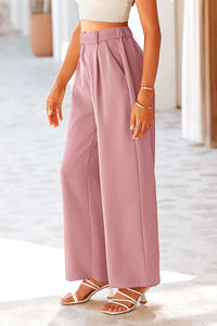 Causal Wide Leg Pants High Elastic Waisted Long Work Office Suit Pants