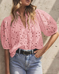 Hollow Out Lace Embroidered Blouse