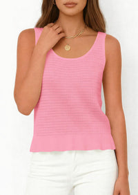 PRETTYGARDEN Womens Spring Crochet Tops Summer Sleeveless Scoop Neck Boho Sweater Tank Top Cute Beach Vacation Clothes PRETTYGARDEN