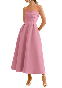 PRETTYGARDEN Cocktail Dresses for Women Summer Formal Elegant Tube Top Strapless Spring Wedding Guest Party Midi Dress PRETTYGARDEN