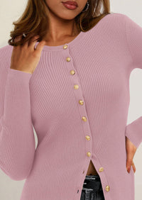 PRETTYGARDEN Womens Fall Cardigan Sweaters Lightweight Long Sleeve Button up Ribbed Knit Tops Winter Fashion Clothes