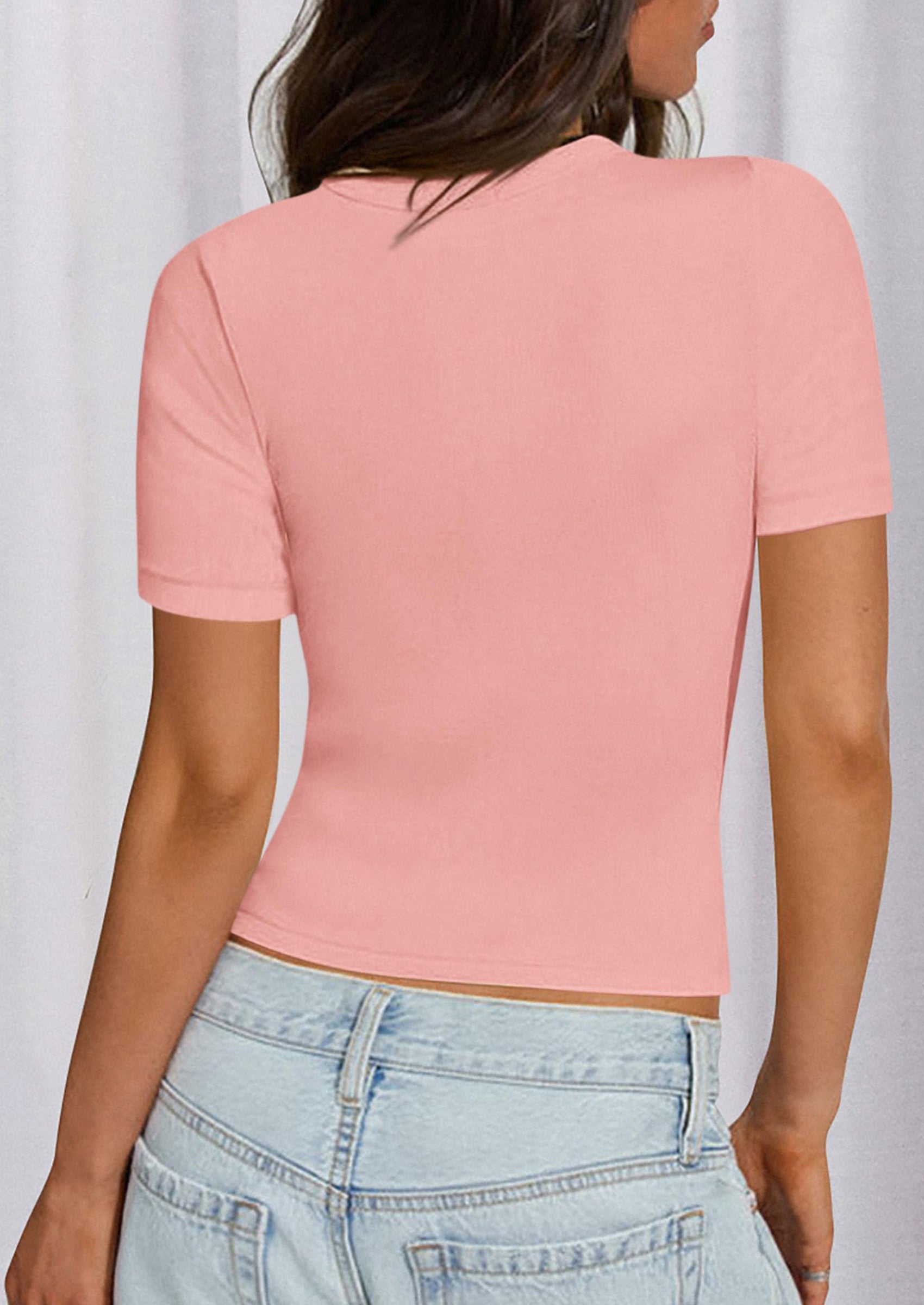 PRETTYGARDEN Women Summer Crew Neck Short Sleeve Tops Ribbed Knit Slim Fit Fashion Basic Tee Shirts Casual Going Out Top PRETTYGARDEN