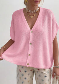 PRETTYGARDEN Batwing Short Sleeve Summer Cardigan Sweaters for Women Lightweight V Neck Button Oversized Sweater Tops PRETTYGARDEN