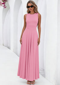 PRETTYGARDEN Womens Spring Dresses Casual Sleeveless Crewneck Aline Maxi Dress Stretch Tank Flowy Long Dresses