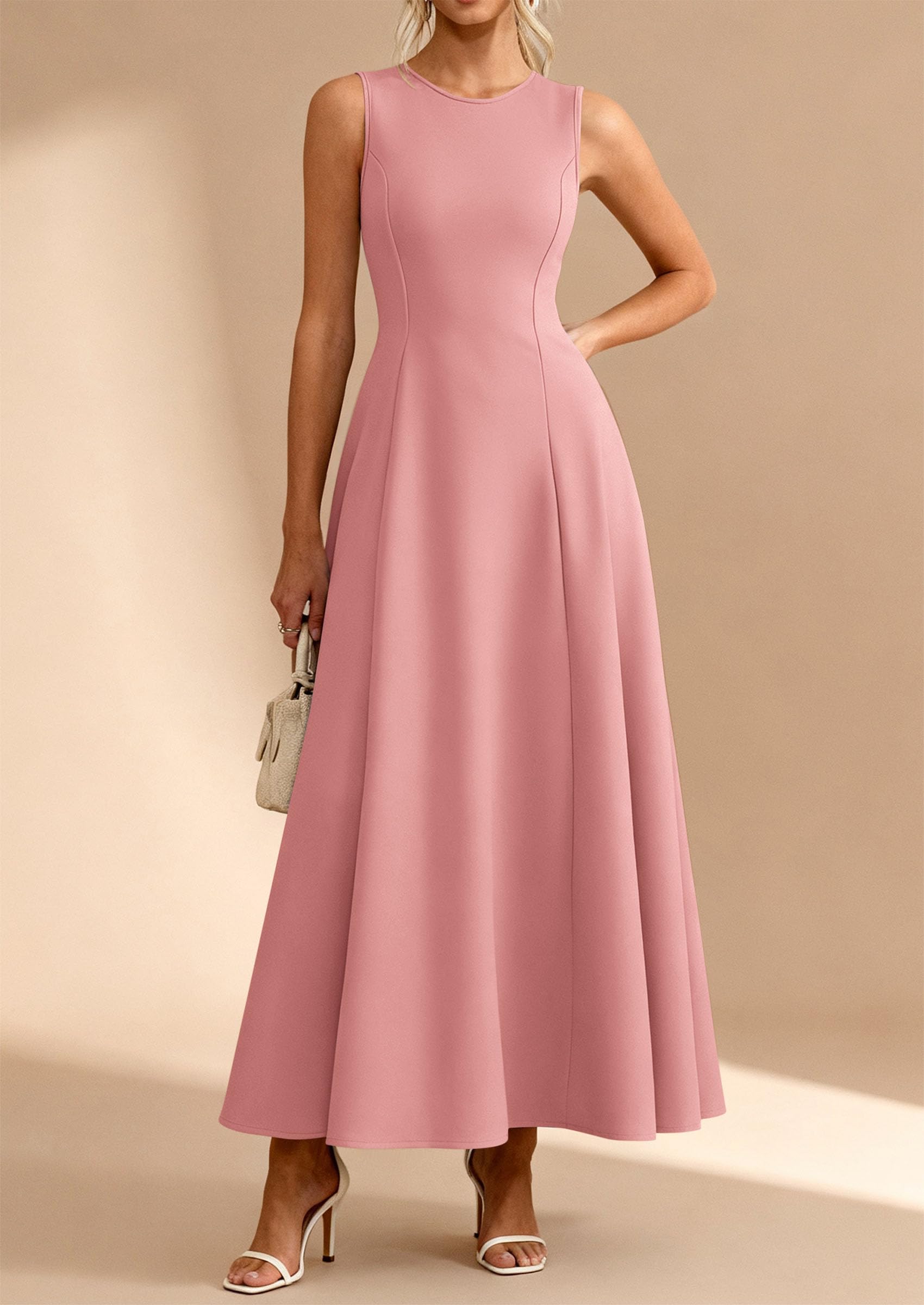 PRETTYGARDEN Women's Summer Tank Maxi Dress Spring Sleeveless Swing A Line Long Flowy Elegant Cocktail Dresses Pockets PRETTYGARDEN