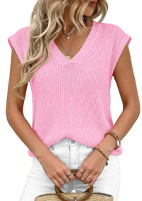 PRETTYGARDEN Women's Lightweight Sweaters Vest Spring Trendy Cap Sleeve V Neck Knit Tank Tops Summer Going Out Outfits PRETTYGARDEN