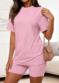 PRETTYGARDEN Women's Two Piece Matching Lounge Sets Summer Casual Tops Short Sleeve Shirts Shorts Travel Airport Outfits PRETTYGARDEN