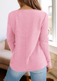 PRETTYGARDEN Long Sleeve Shirts for Women Fall V Neck Waffle Basic Tee Dressy Casual Winter Blouses Knit Tunic Tops