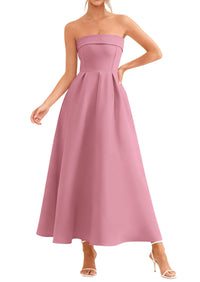 PRETTYGARDEN Cocktail Dresses for Women Summer Formal Elegant Tube Top Strapless Spring Wedding Guest Party Midi Dress PRETTYGARDEN