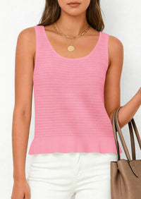 PRETTYGARDEN Womens Spring Crochet Tops Summer Sleeveless Scoop Neck Boho Sweater Tank Top Cute Beach Vacation Clothes PRETTYGARDEN