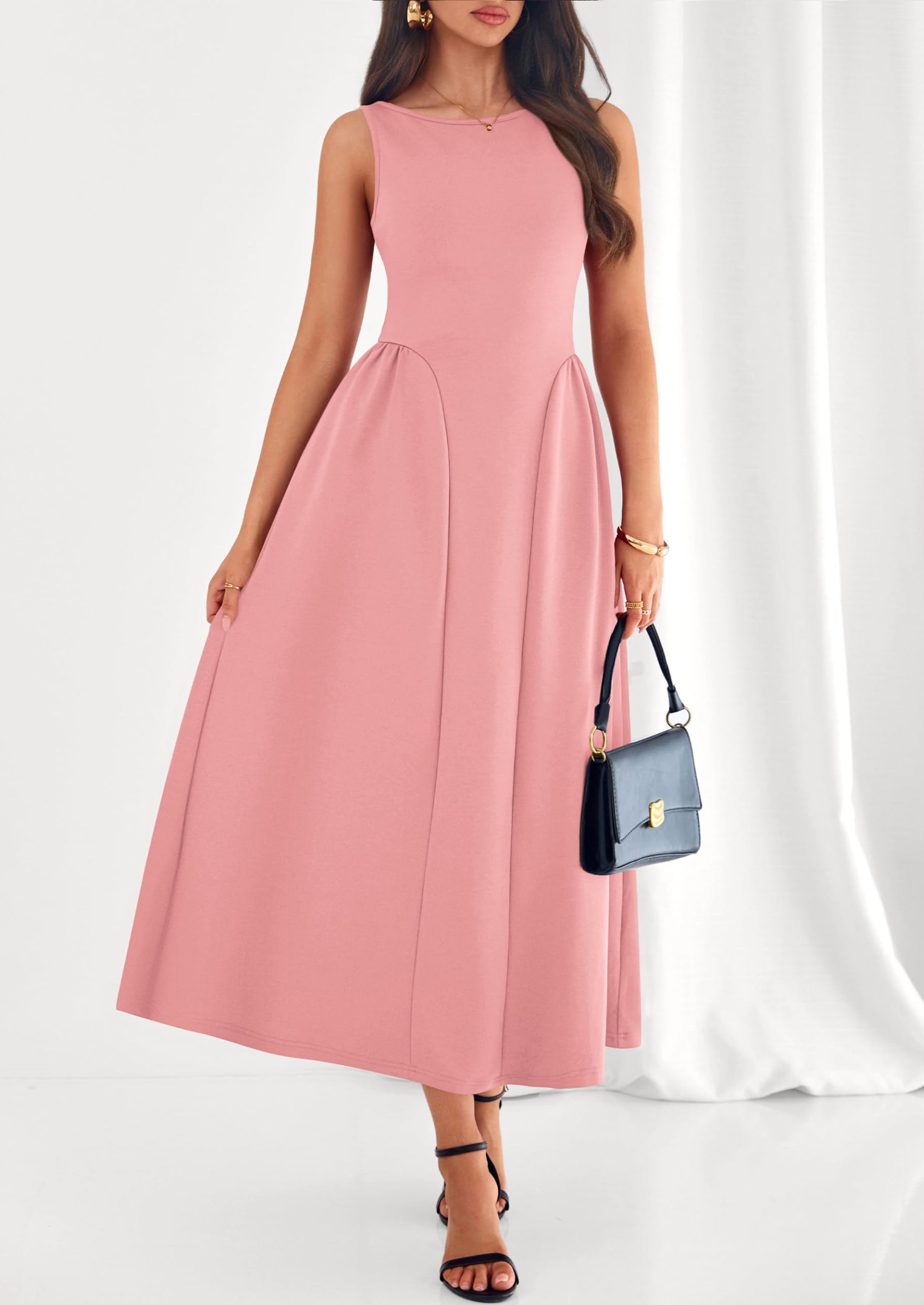 PRETTYGARDEN Summer Sleeveless Maxi Dresses for Women Elegant Classy A Line Tank Formal Midi Long Wedding Guest Dress PRETTYGARDEN