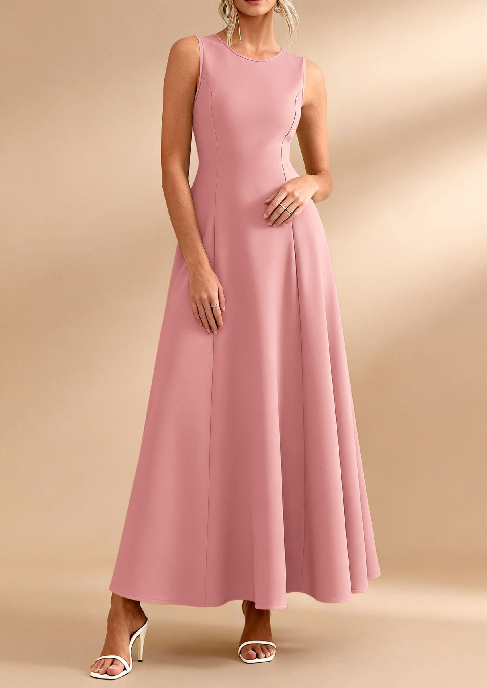 PRETTYGARDEN Women's Summer Tank Maxi Dress Spring Sleeveless Swing A Line Long Flowy Elegant Cocktail Dresses Pockets PRETTYGARDEN