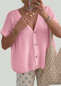 PRETTYGARDEN Batwing Short Sleeve Summer Cardigan Sweaters for Women Lightweight V Neck Button Oversized Sweater Tops PRETTYGARDEN