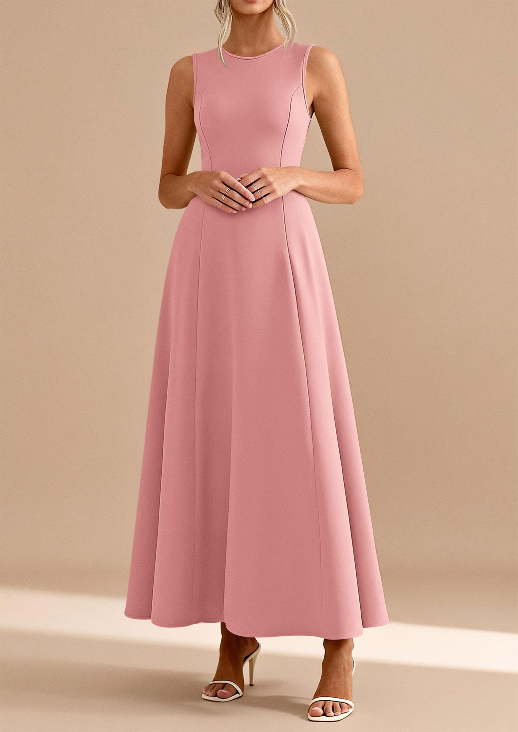 PRETTYGARDEN Women's Summer Tank Maxi Dress Spring Sleeveless Swing A Line Long Flowy Elegant Cocktail Dresses Pockets PRETTYGARDEN