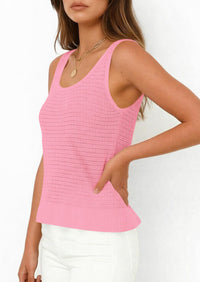 PRETTYGARDEN Womens Spring Crochet Tops Summer Sleeveless Scoop Neck Boho Sweater Tank Top Cute Beach Vacation Clothes PRETTYGARDEN