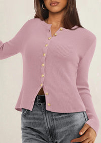 PRETTYGARDEN Womens Fall Cardigan Sweaters Lightweight Long Sleeve Button up Ribbed Knit Tops Winter Fashion Clothes