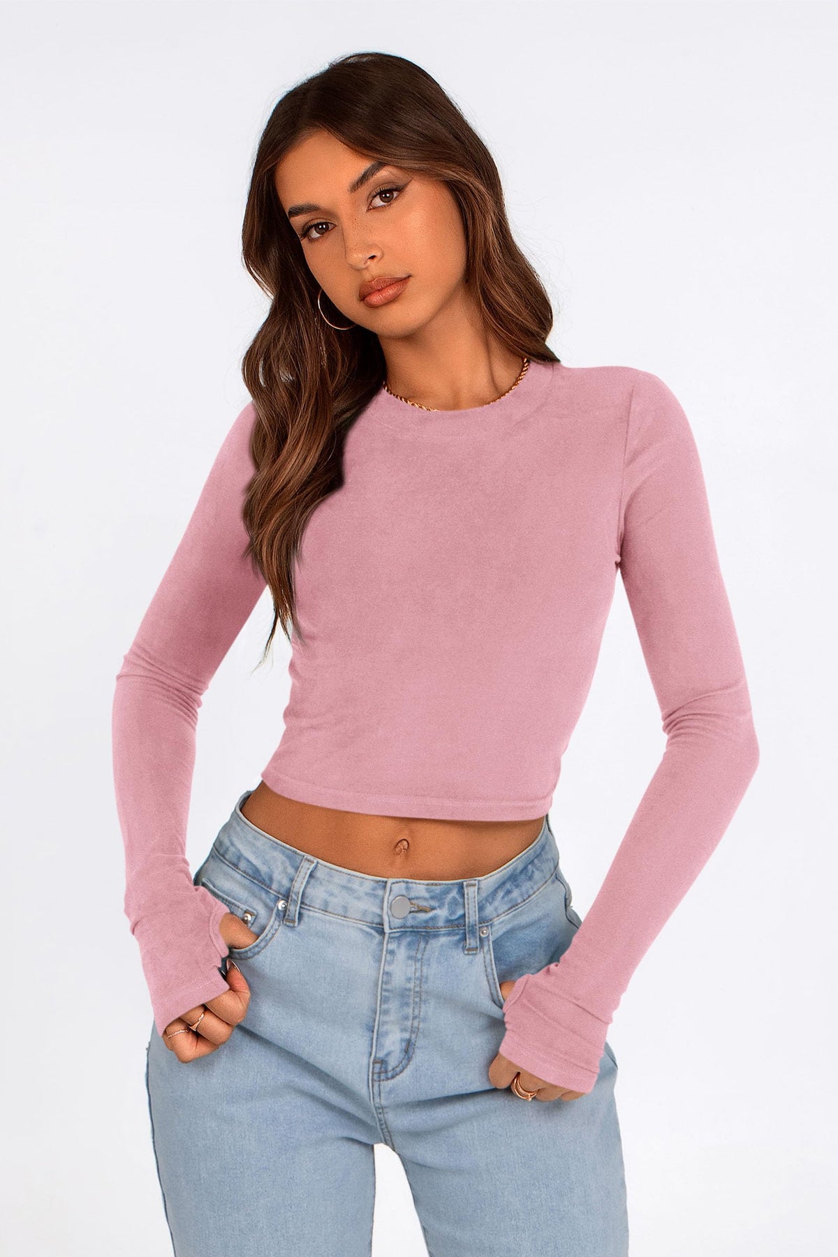 Long Sleeve Crop Tops Y2K Fashion Clothes Basic Slim Fit Tee Shirts Blouse