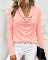 PRETTYGARDEN Womens Spring Tops Dressy Cowl Neck Long Sleeve Shirts Loose Business Casual Blouses Teacher Tunic Top PRETTYGARDEN