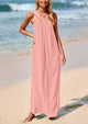 Womens 2025 Casual Long Summer Dresses Sleeveless Strappy Loose Flowy Beach Vacation Maxi Dress with Pockets